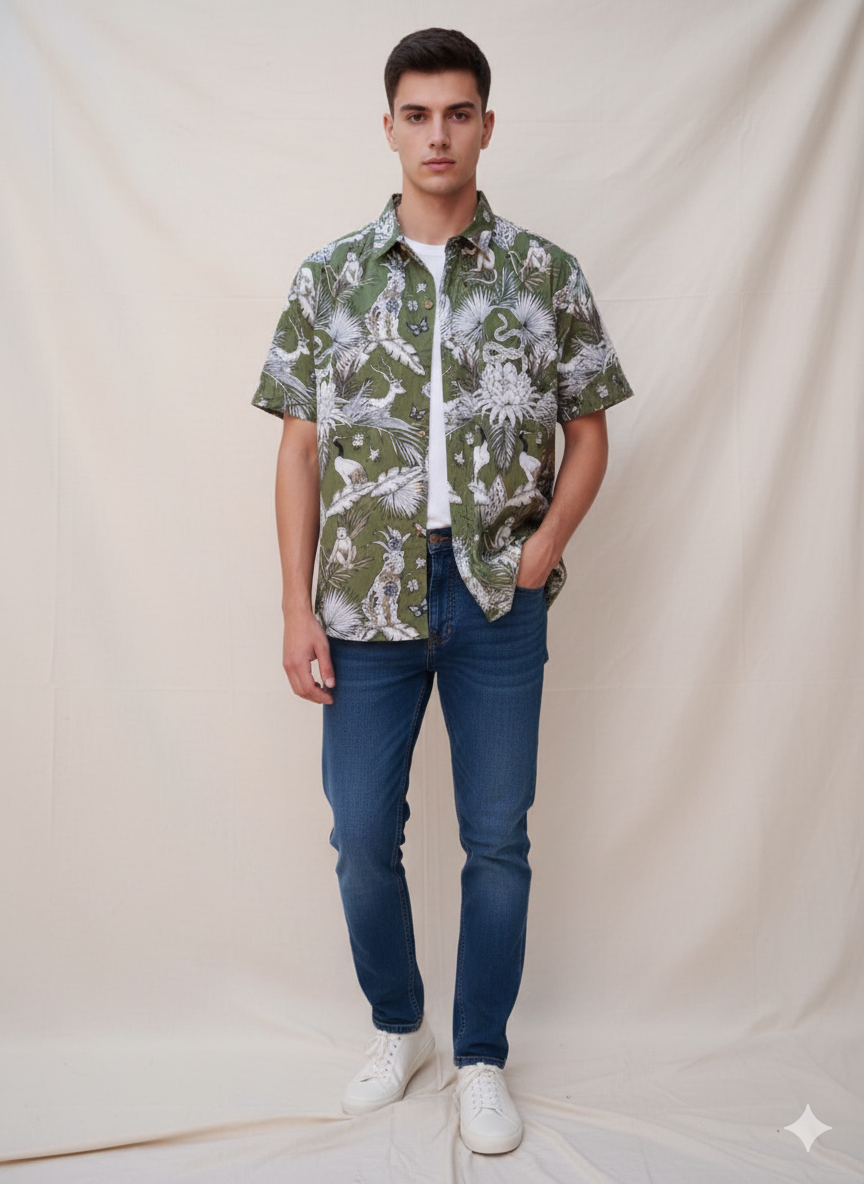 Green wildlife shirt