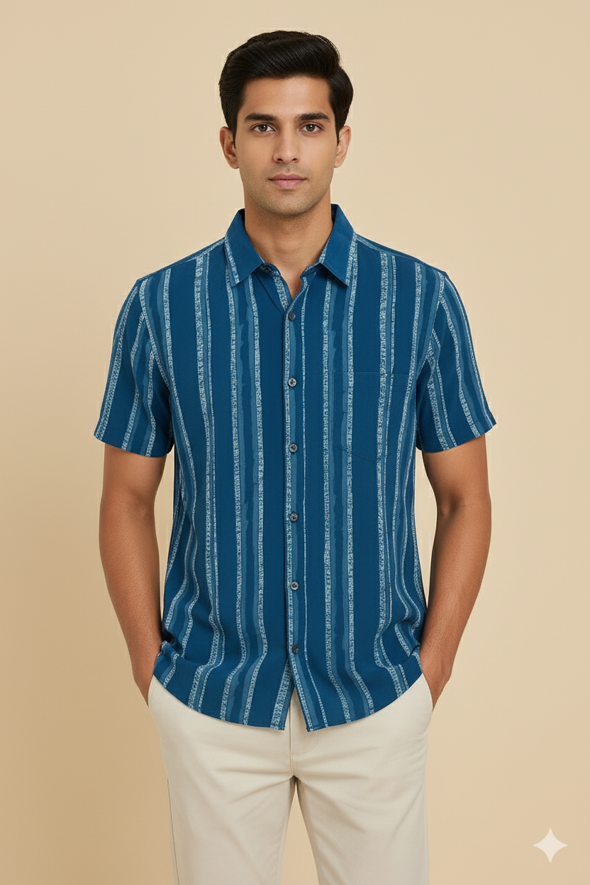Dark blue striped shirt