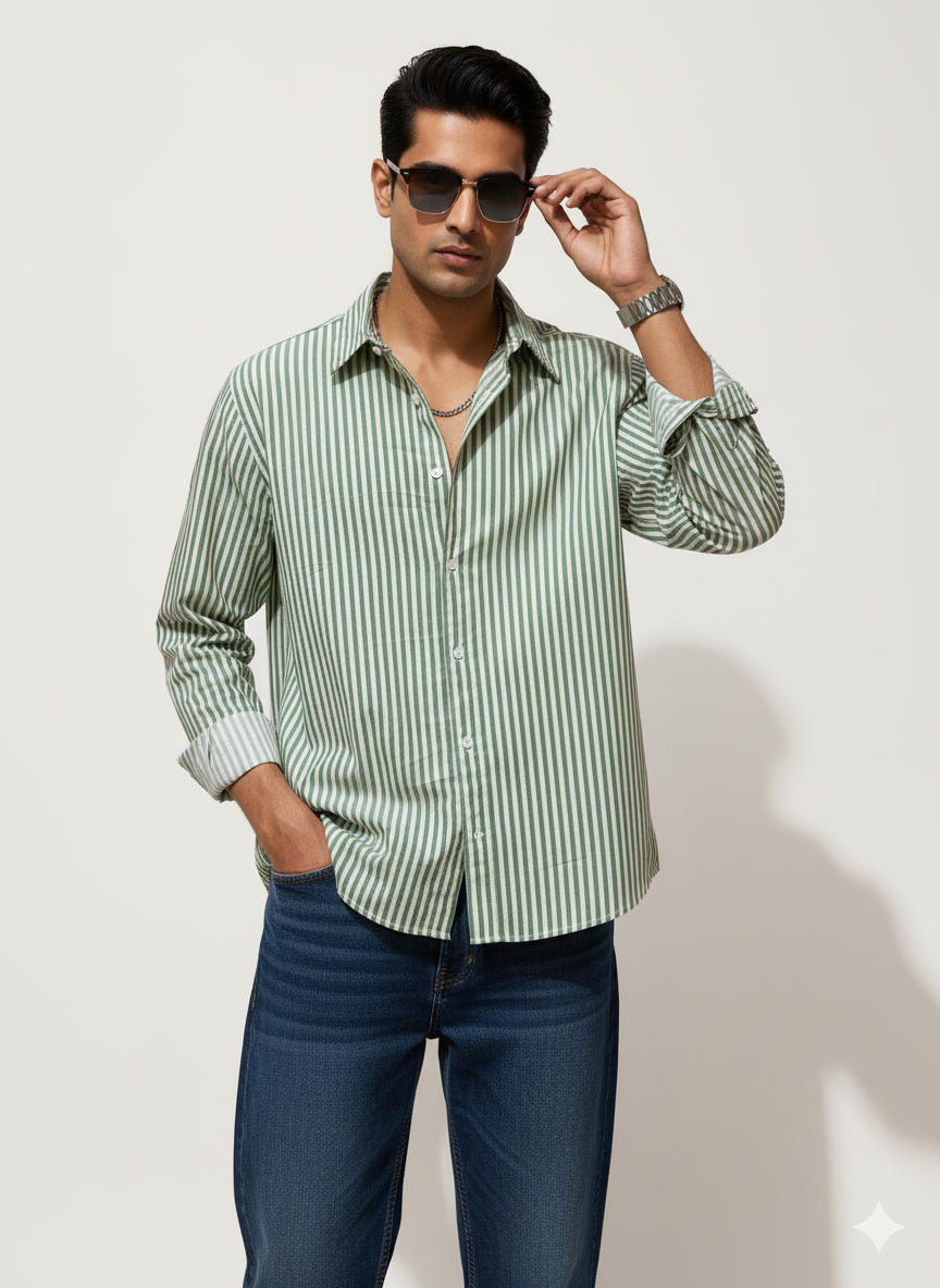Green vintage striped shirt