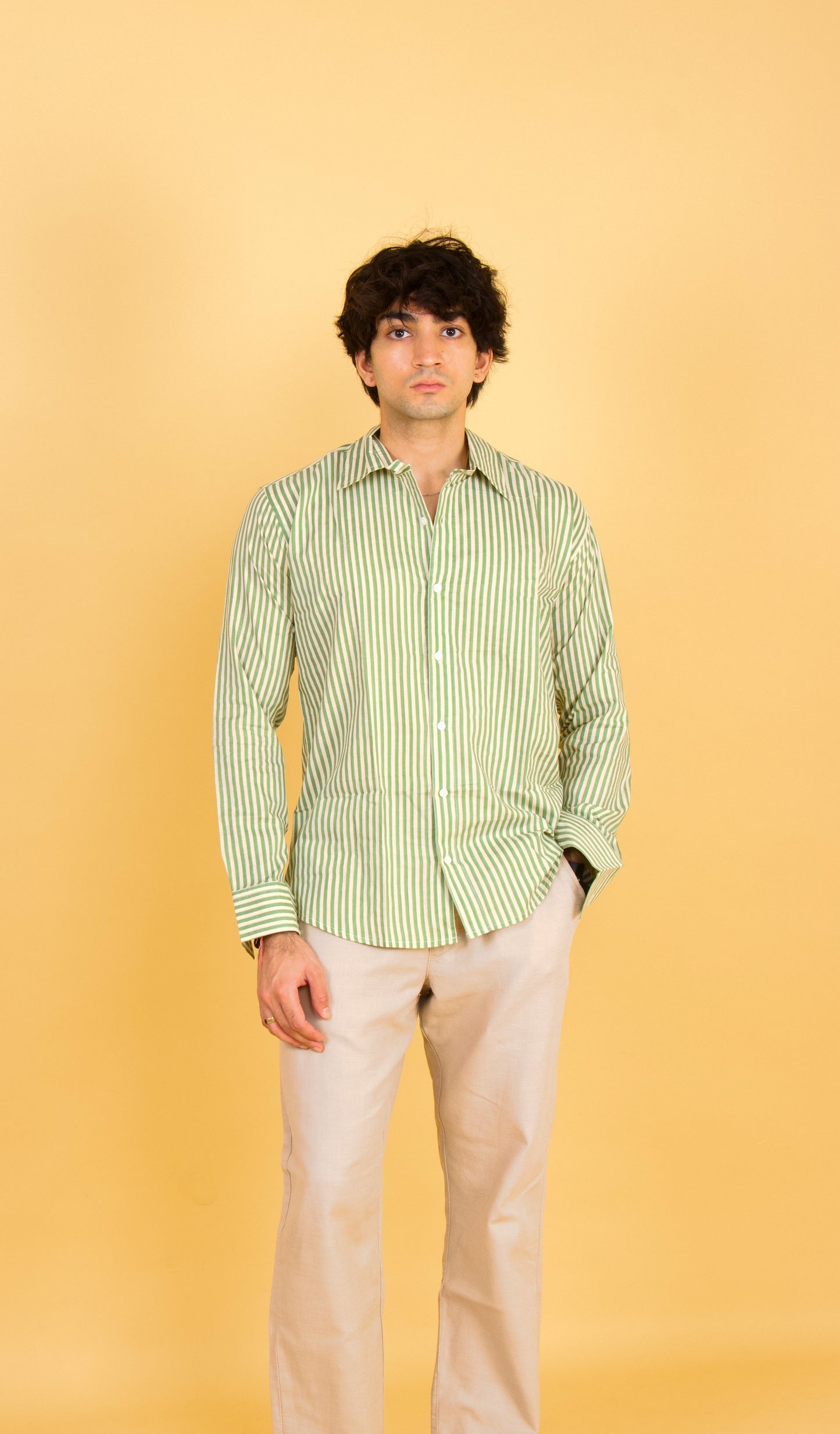 Green vintage striped shirt
