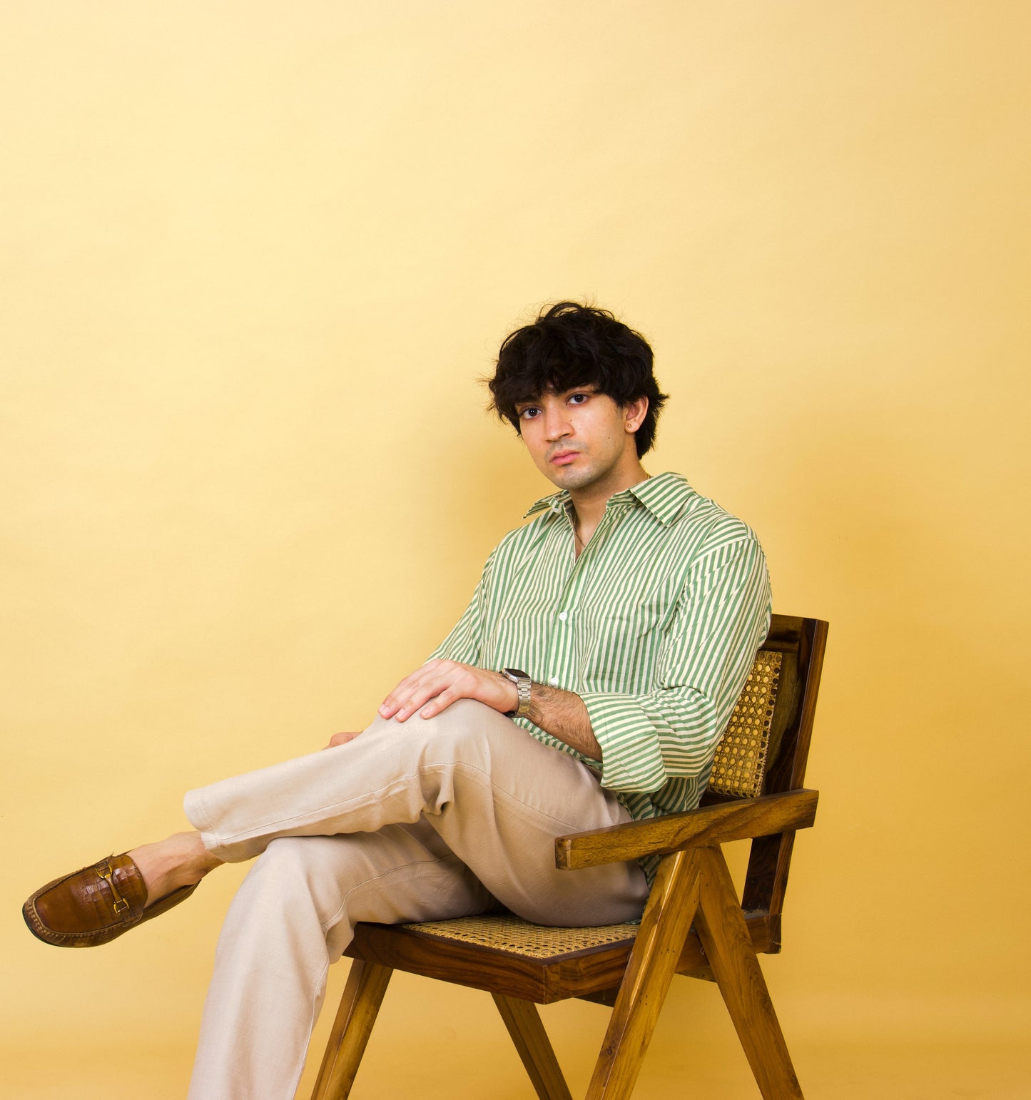 Green vintage striped shirt