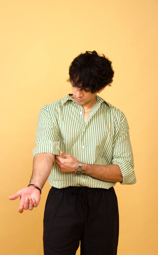 Green vintage striped shirt