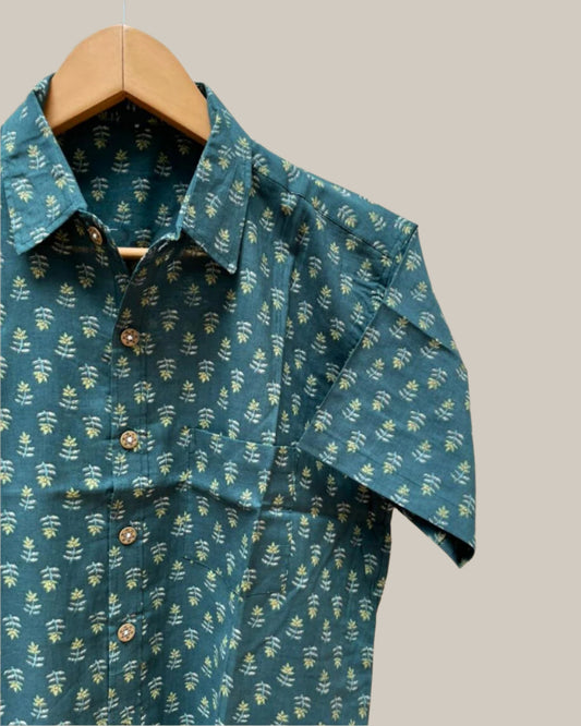 Bottle green motif shirt