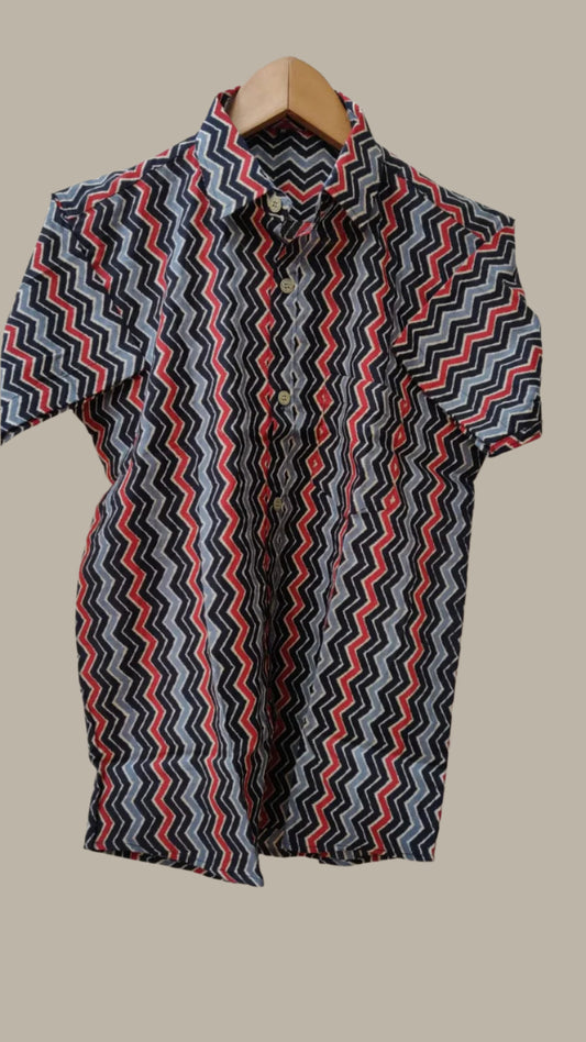Zig zag print cotton shirt