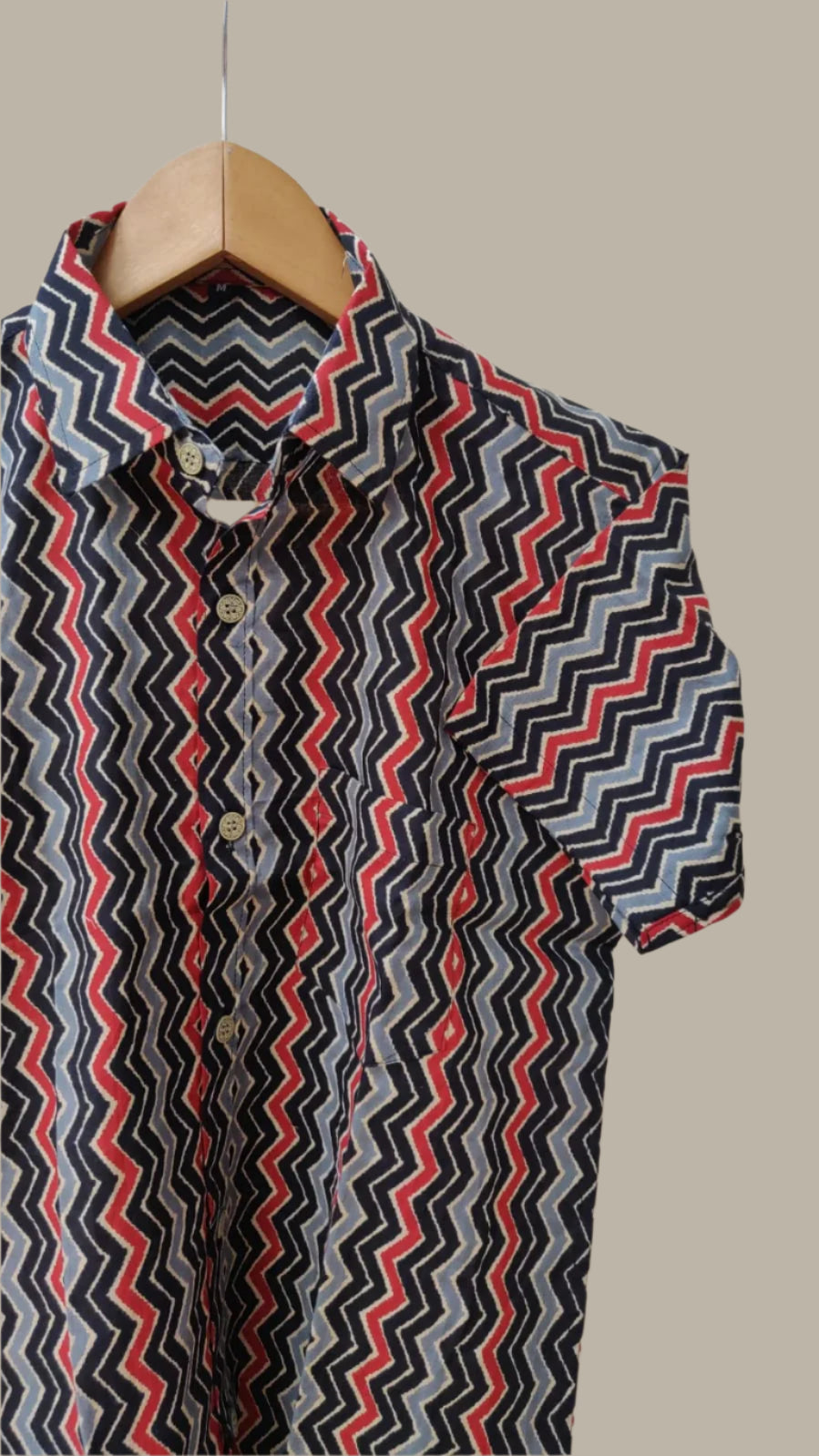Zig zag print cotton shirt