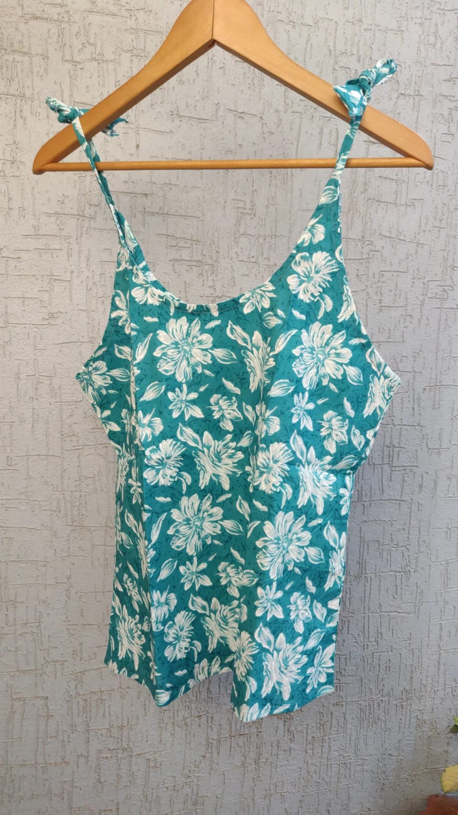 Teal blue string top