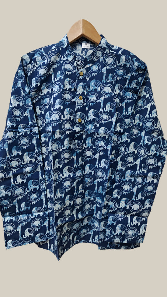 Blue elephant print kurta