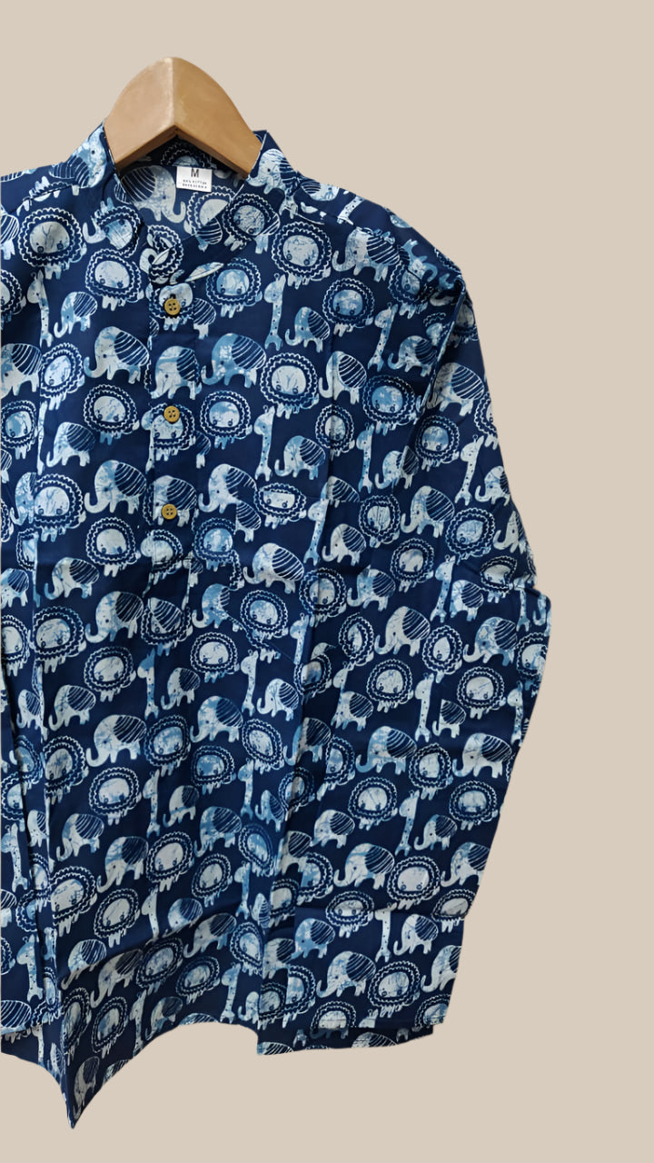 Blue elephant print kurta
