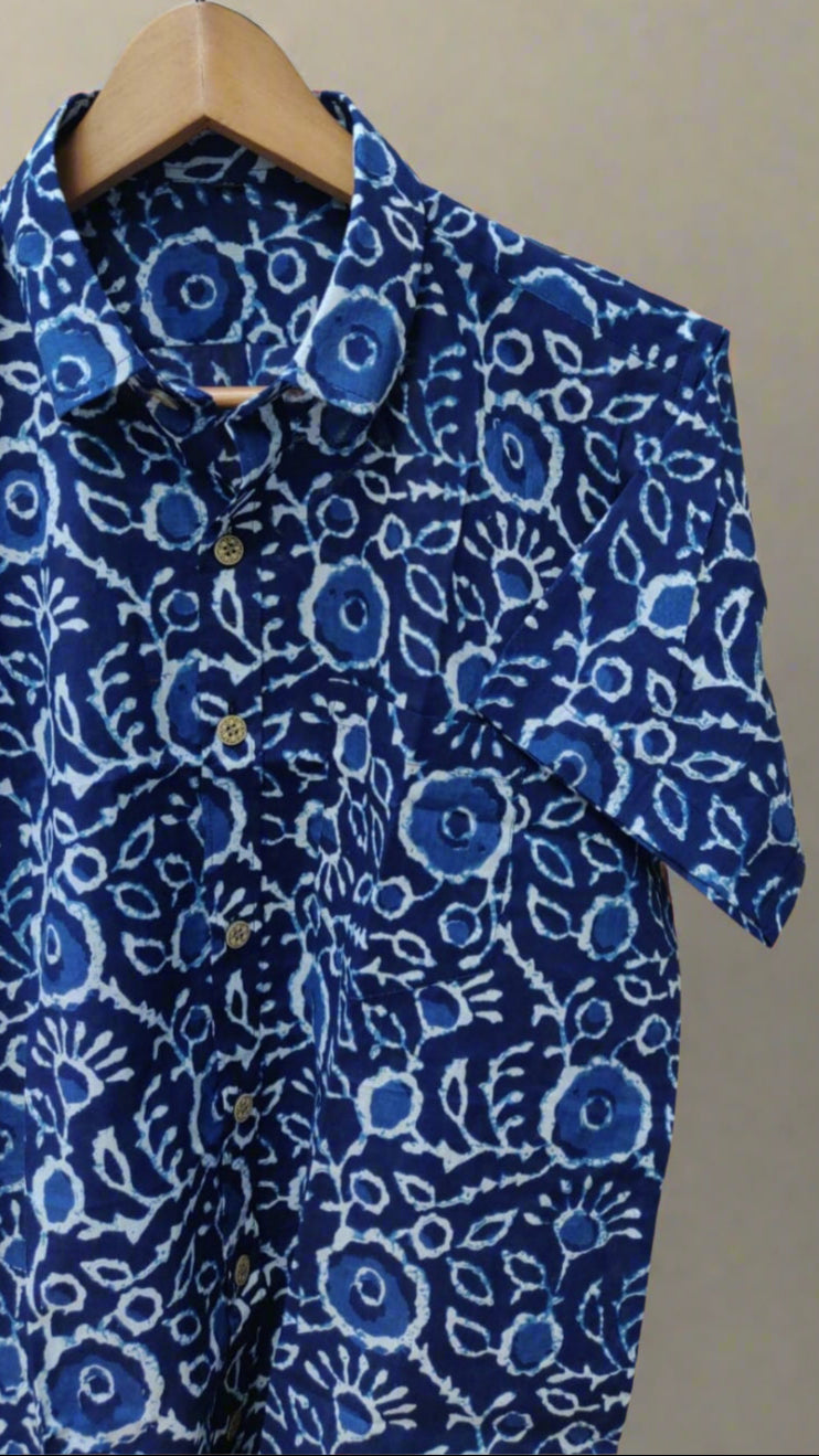 Dark blue floral shirt