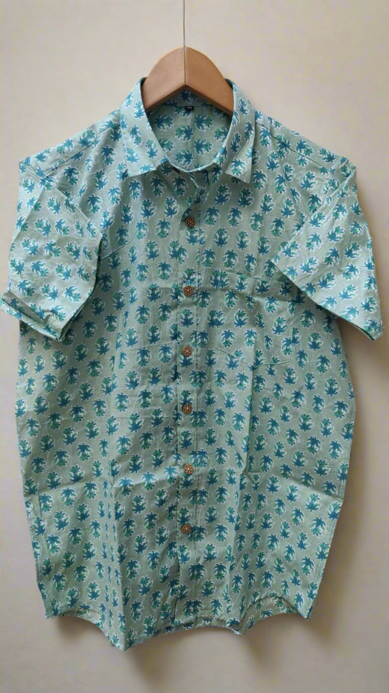 Light green floral shirt
