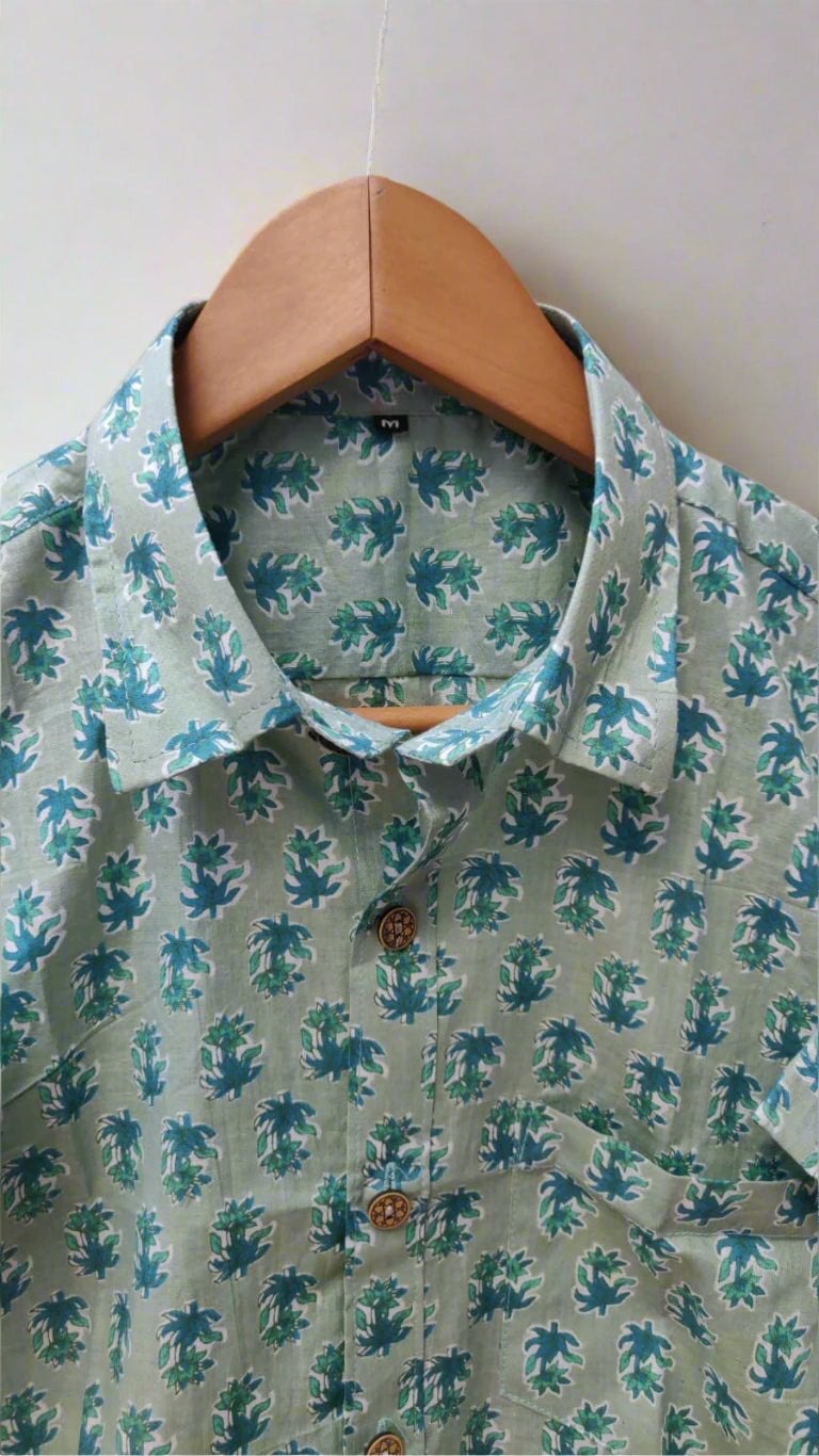 Light green floral shirt