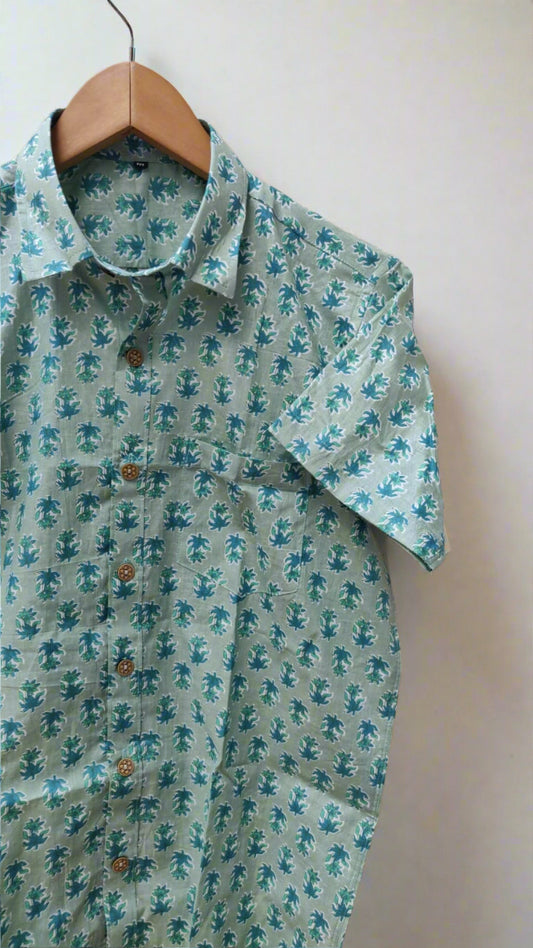 Light green floral shirt