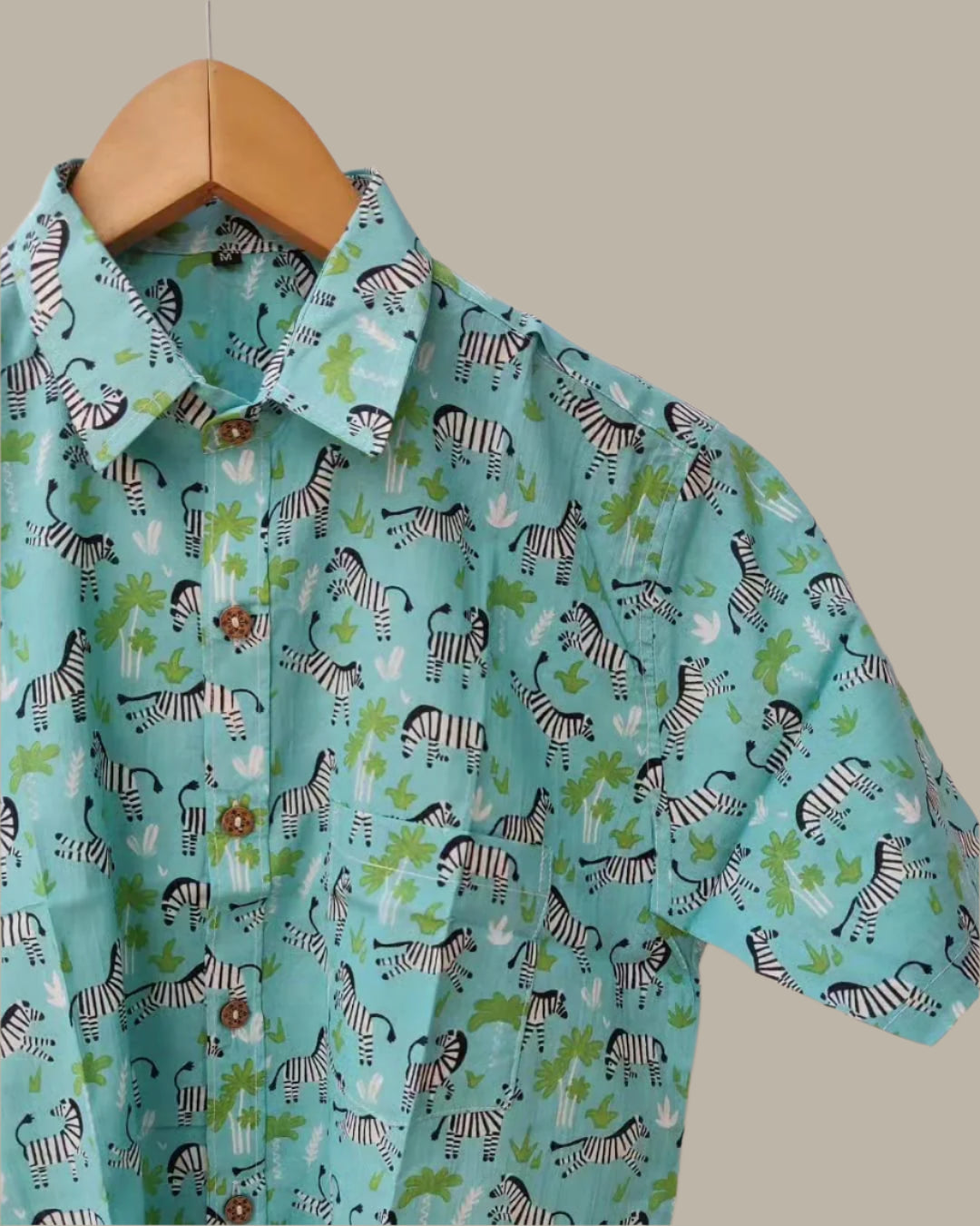 Blue Zebra print cotton shirt