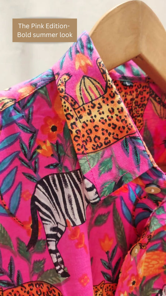 Pink jungle print shirt