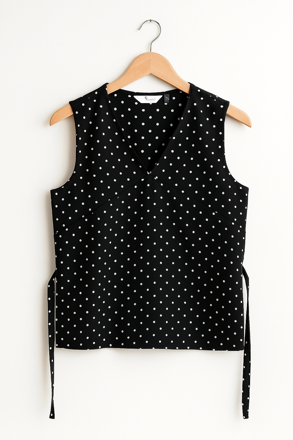 Cotton candy vintage black polka top