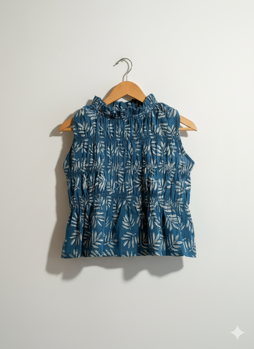 Layered blue floral top