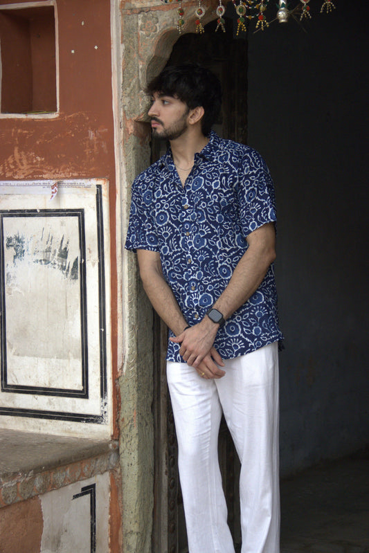 Dark blue floral shirt