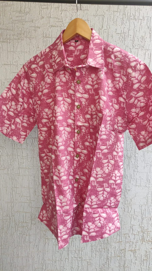 Pink floral cotton shirt