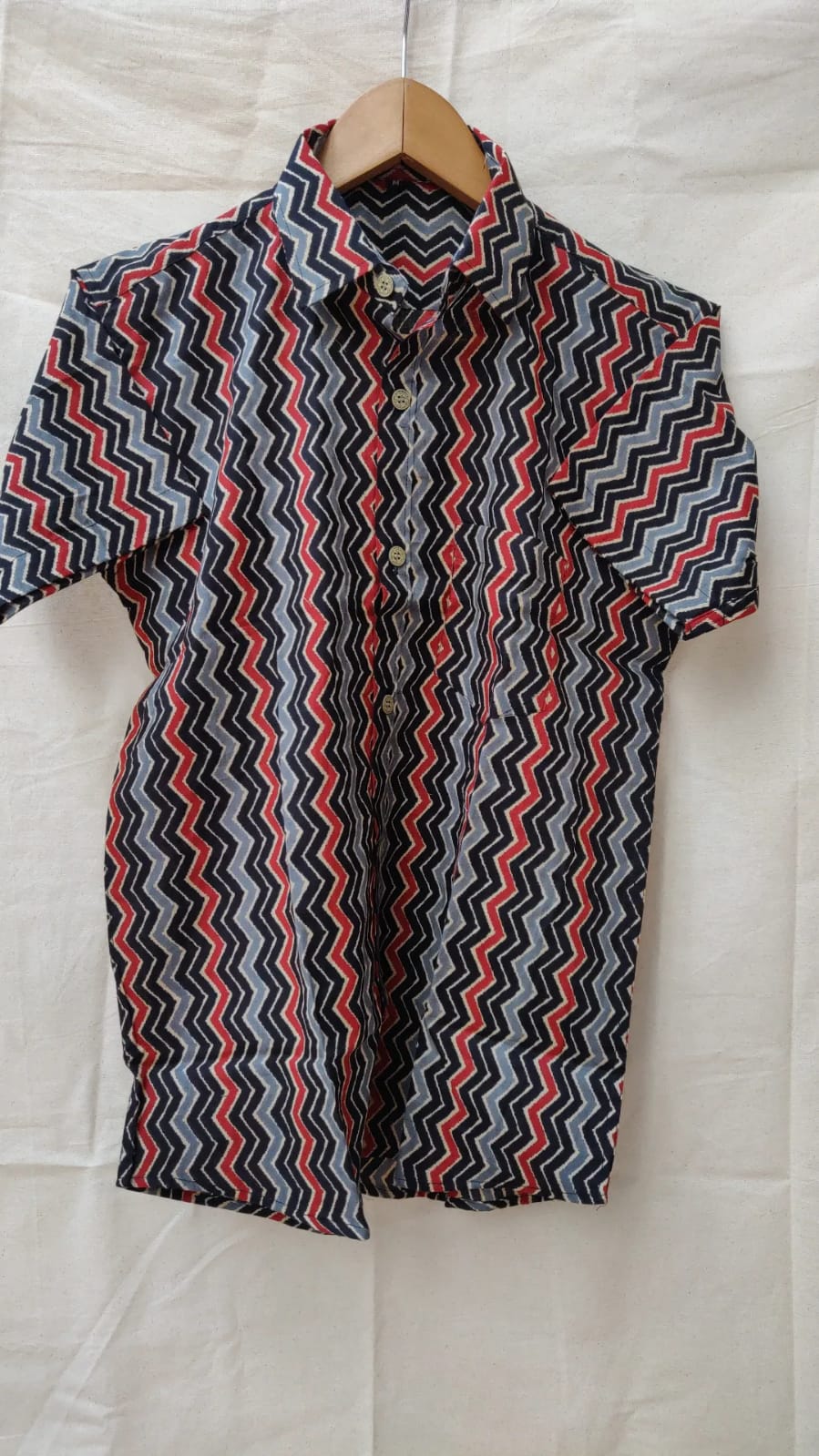 Zig zag print cotton shirt