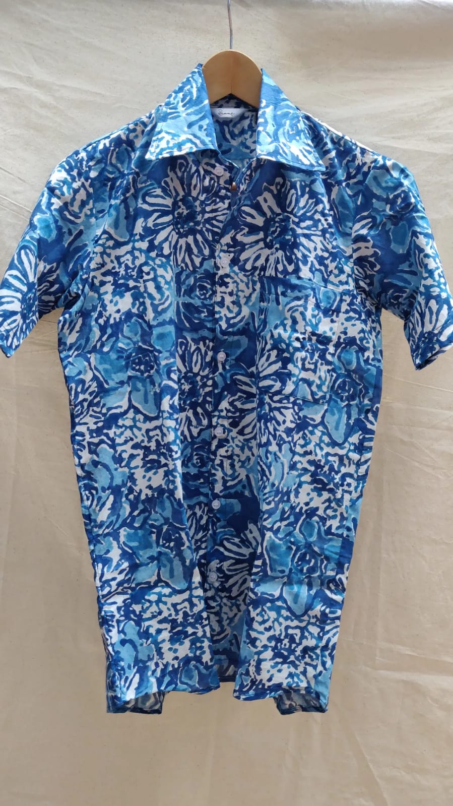 Blue floral cotton shirt