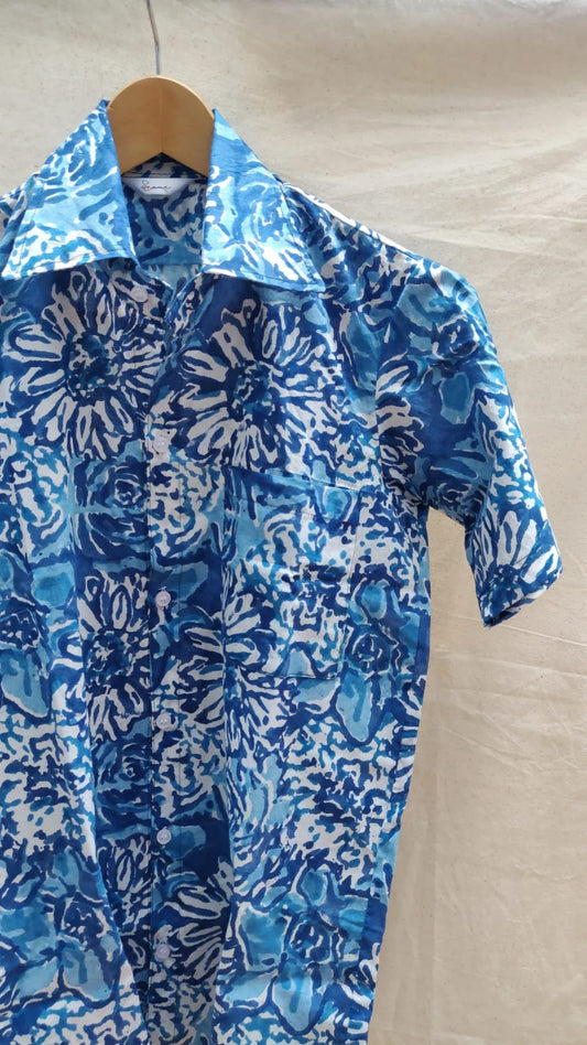 Blue floral cotton shirt