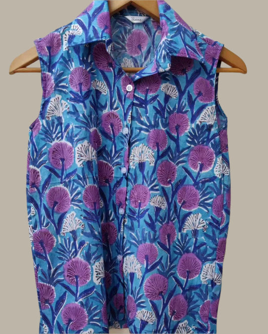 Sleeveless purple top
