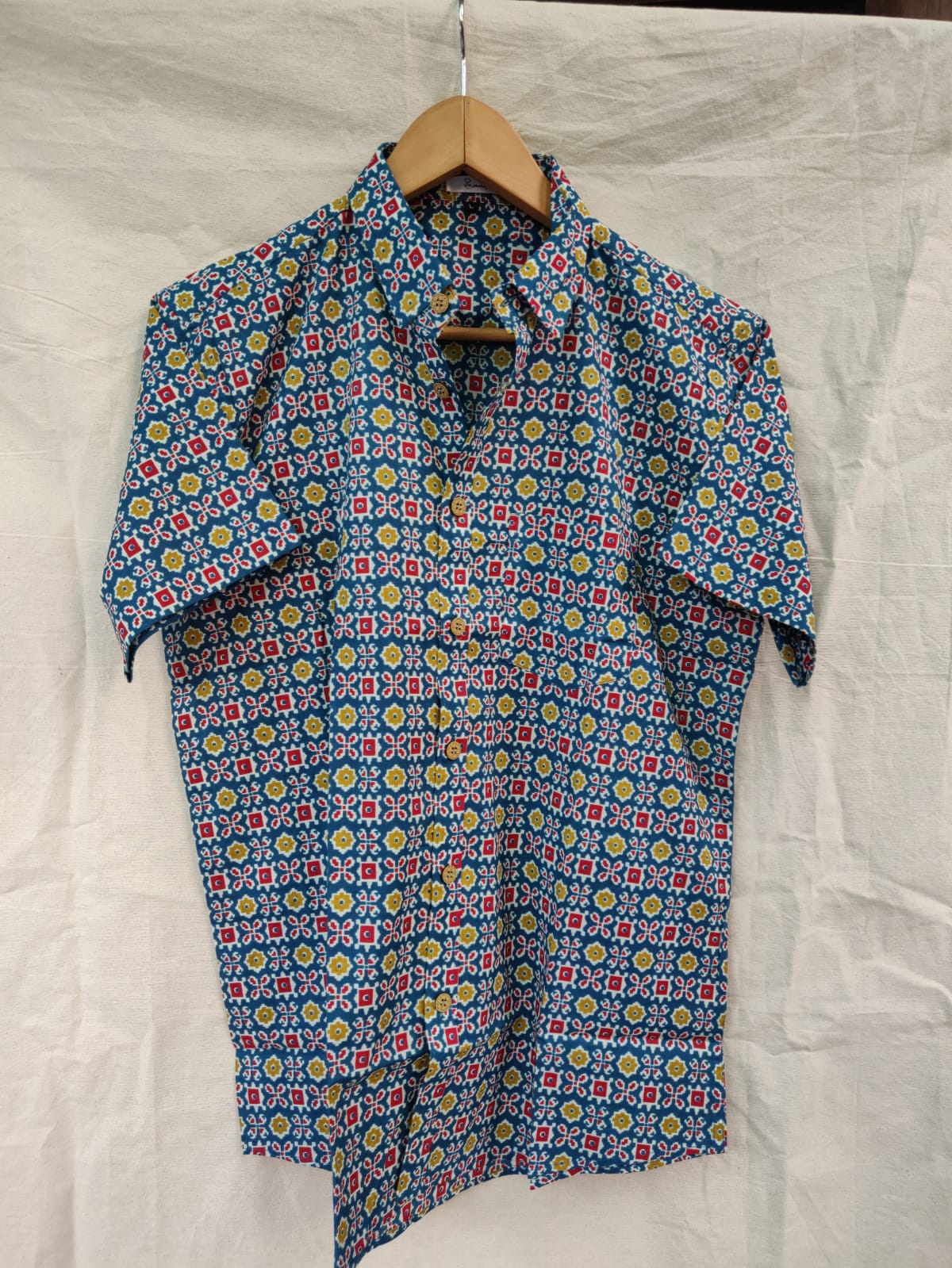 Blue multi colour abstract shirt