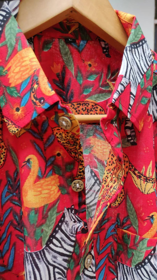 Red Jungle print shirt