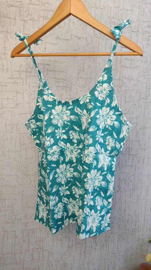 Teal blue string top