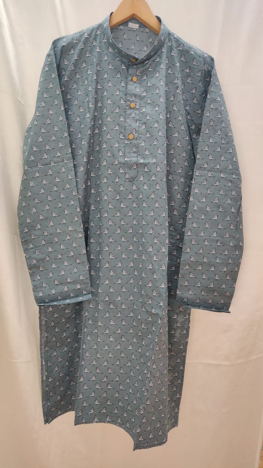 Blue bird print long kurta