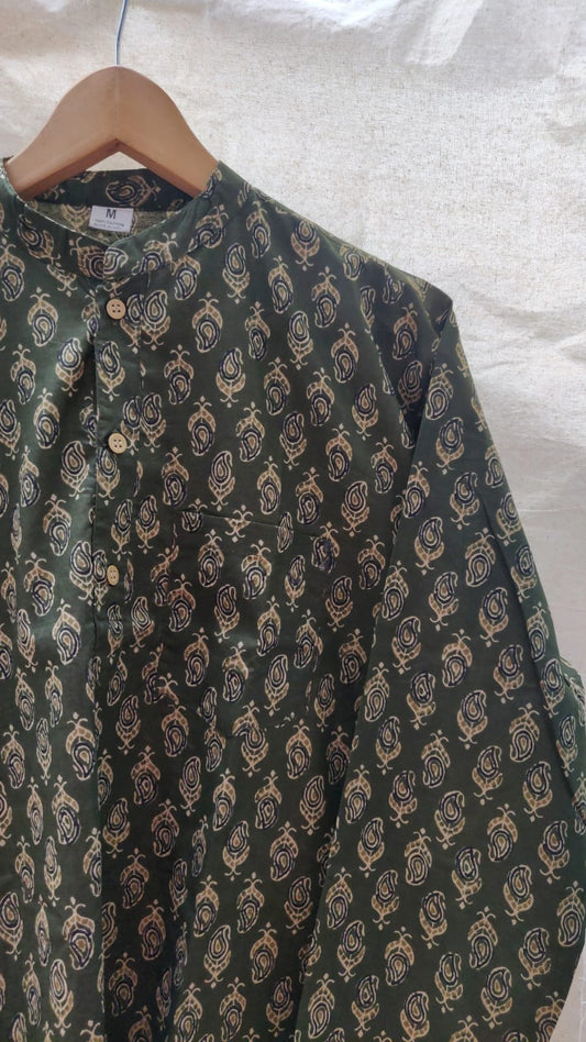 Dark green short kurta