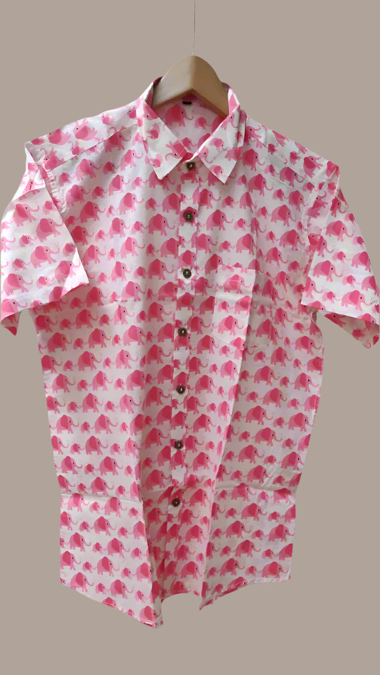 Baby pink elephant print shirt