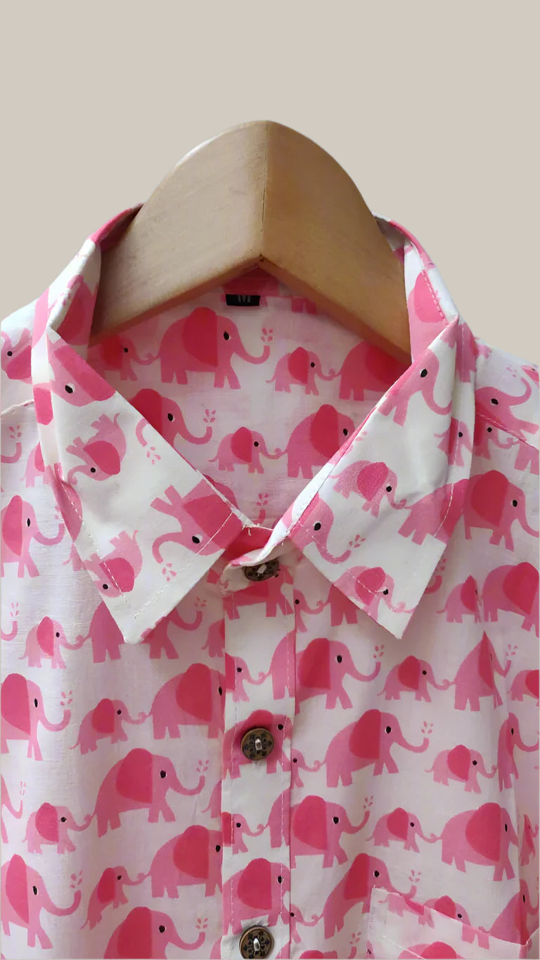 Baby pink elephant print shirt