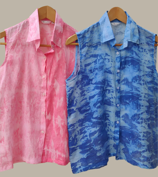 Shibori print pink bubblegum top