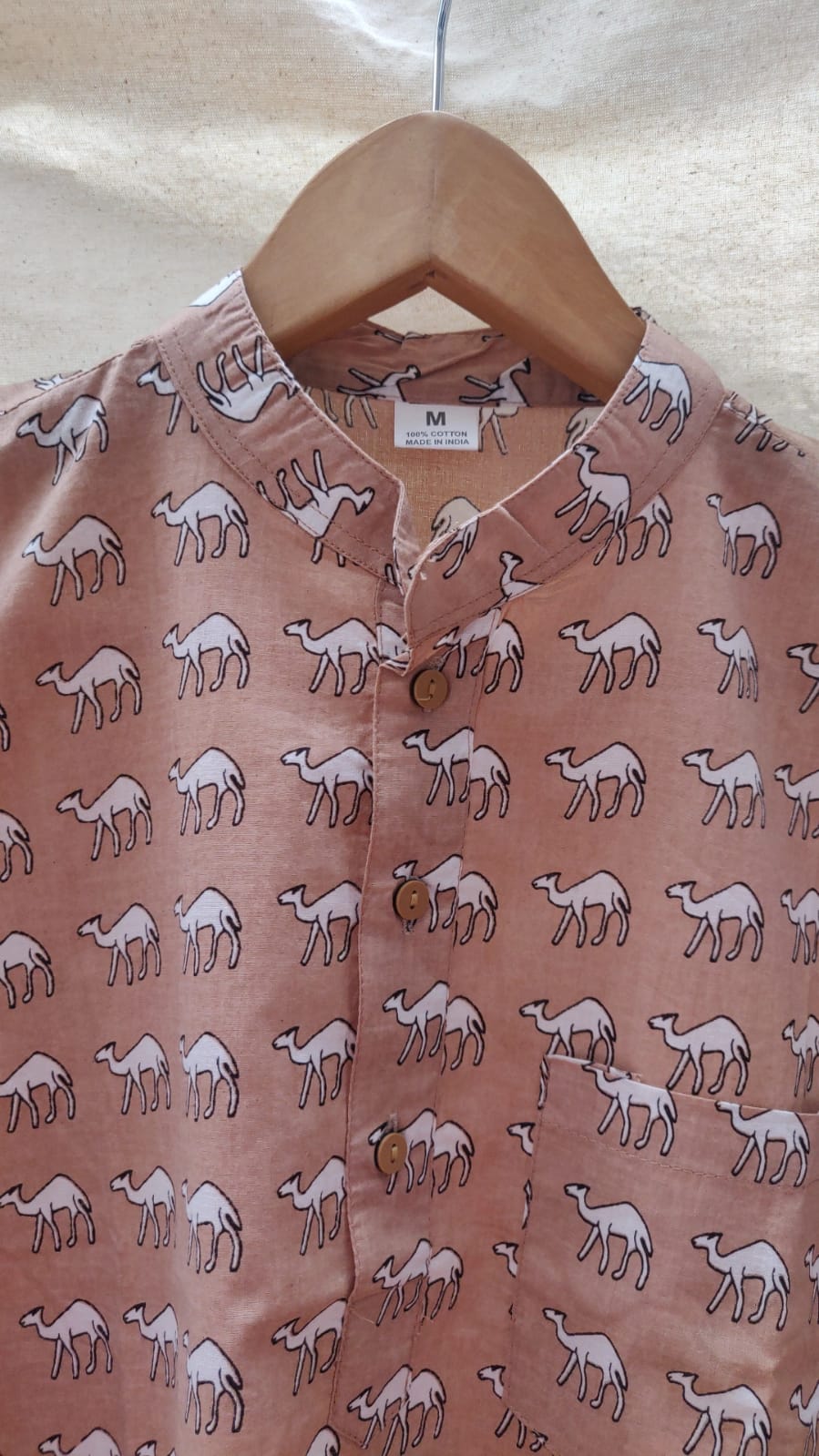 Peach Camel short kurta