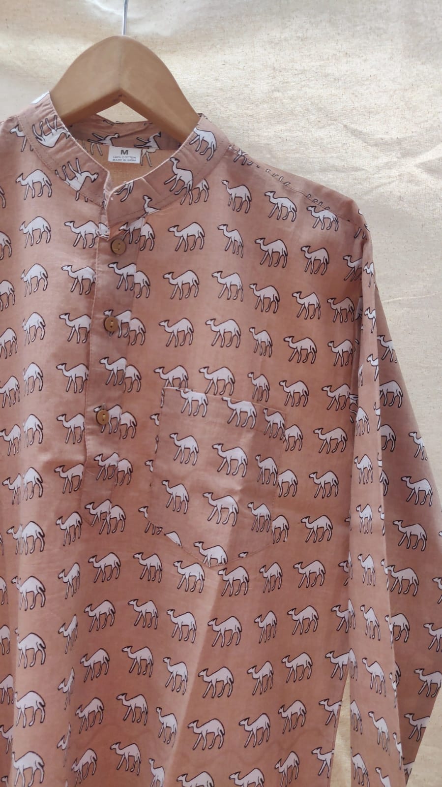 Peach Camel short kurta